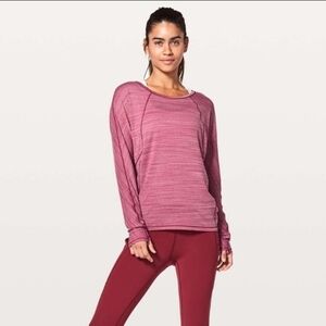 Lululemon set to sweat long sleeve size 4  heathered ruby red